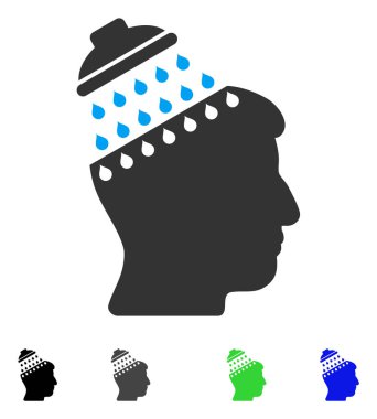 Beyin duş düz simgesi