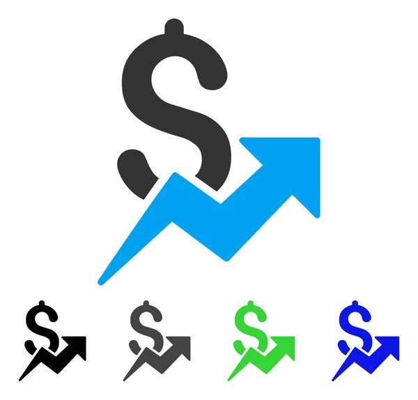 Dollar Growth Flat Icon — Stock Vector