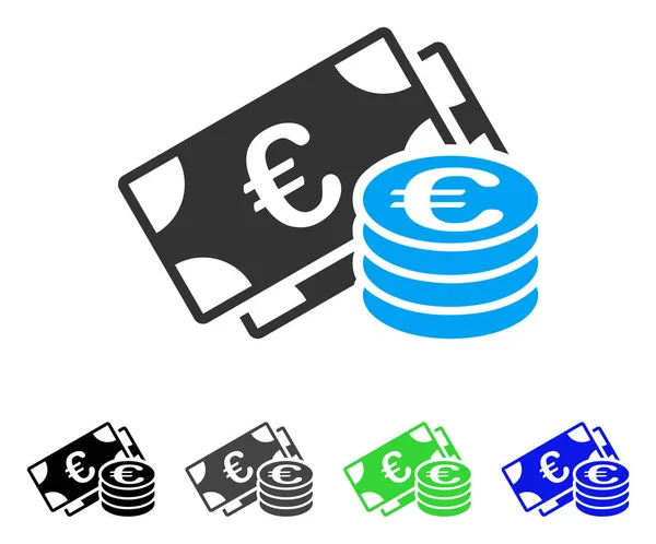 Euro pokladní ploché ikony — Stockový vektor