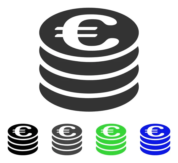 Euro mince sloupec ploché ikony — Stockový vektor