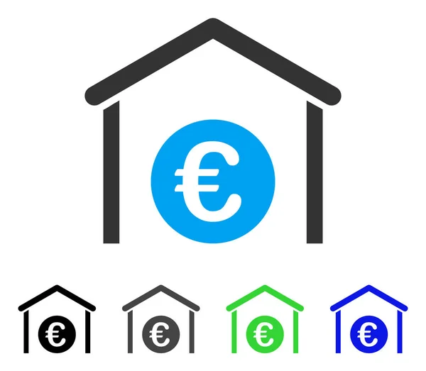 Ícone plano da garagem do armazenamento do euro —  Vetores de Stock