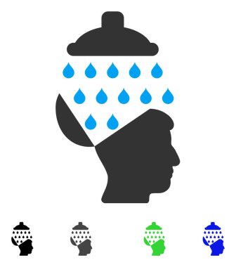 Açık beyin duş düz simgesi