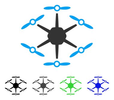 Hexacopter düz simgesi