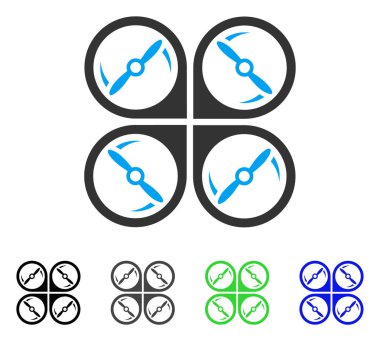 Quadcopter vida döndürme düz simgesi