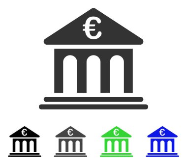 Euro banka düz simgesi