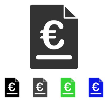 Euro fatura düz simgesi