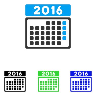 Düz vektör simge 2016 ay takvimi