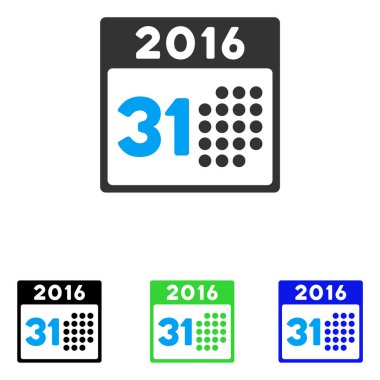 Son 2016 ay gün düz vektör simge
