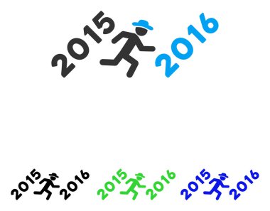 2016 yıl düz vektör simgesine çalıştırmak