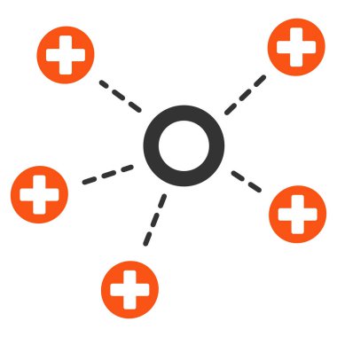 Tıbbi bağlantıları düz simgesi