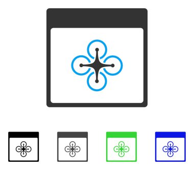 Hava helikopter takvim sayfa düz simgesini