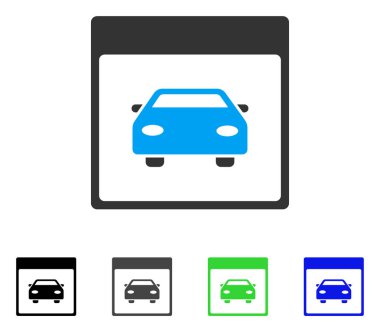 Otomobil araba takvim sayfa düz simgesini