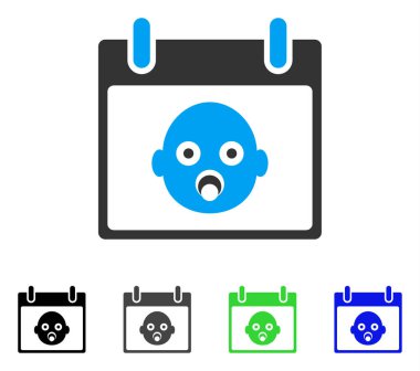 Bebek kafa gün düz simge takvim