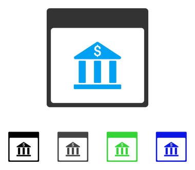 Banka Binası takvim sayfa düz simgesini