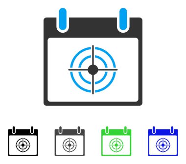 Bullseye takvim gün düz simgesini