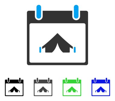 Kamp takvim gün düz simgesini