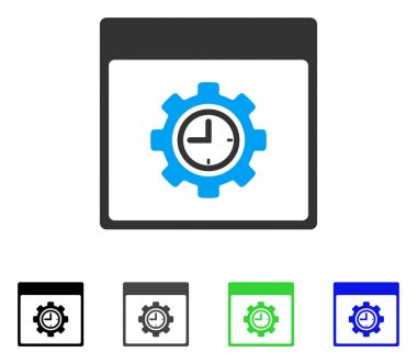 Saat yapılandırma dişli takvim sayfa düz simgesi