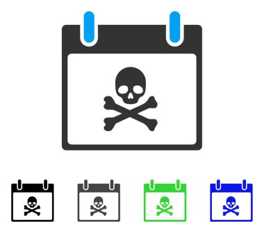 Ölüm kafatası takvim gün düz simgesini