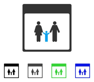 Aile takvimi sayfa düz simgesi