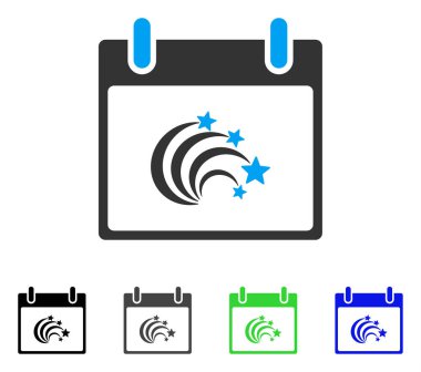 Festival Fireworks takvim gün düz simgesini