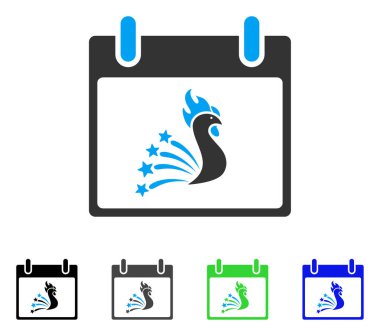 Festival horoz takvim gün düz simgesini