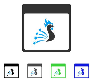 Festival horoz takvim sayfa düz simgesini