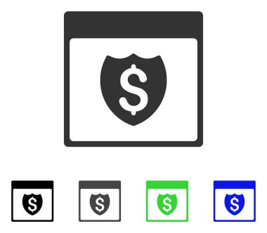 Mali kalkan takvim sayfa düz simgesi