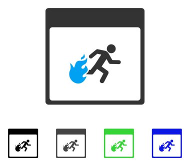 Yangın tahliye adam takvim sayfa düz simgesi