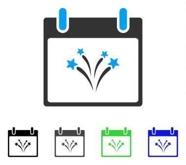 Havai fişek takvim gün düz simgesini