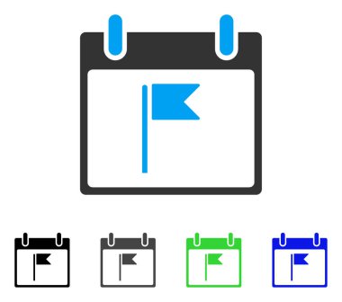 Bayrak takvim gün düz simgesi