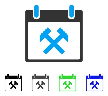 Çekiç takvim gün düz simgesini