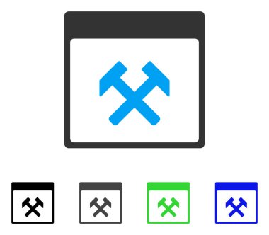 Çekiç takvim sayfa düz simgesini