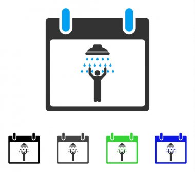 Adam duş takvim gün düz simgesini