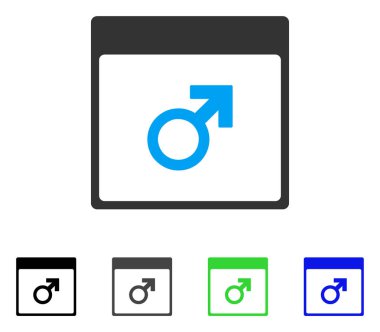 Mars erkek sembol takvim sayfa düz simgesini