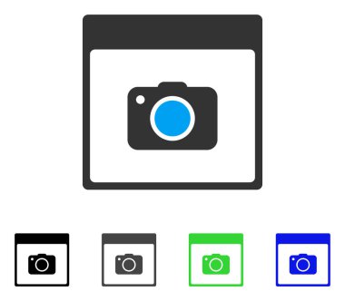 Fotoğraf kamera takvim sayfa düz simgesi