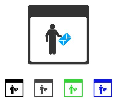 Postacı takvim sayfa düz simgesini