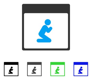 Kişi takvim sayfa düz simgesini dua