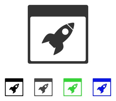 Roket takvim sayfa düz simgesini