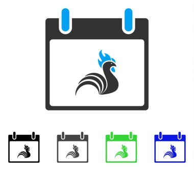 Horoz takvim gün düz simgesini