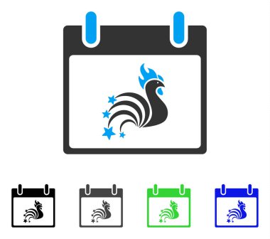 Horoz havai fişek takvim gün düz simgesini