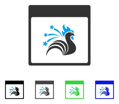 Işıltı horoz takvim sayfa düz simgesini