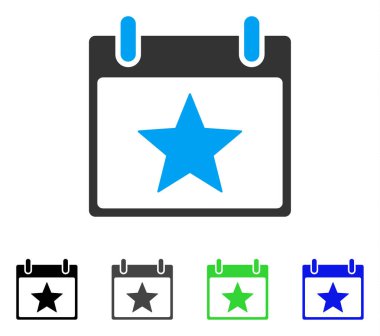 Yıldız takvim gün düz simgesini