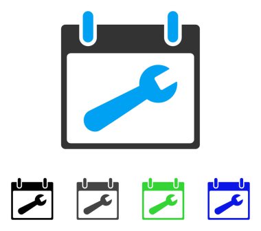 İngiliz anahtarı aracı takvim gün düz simgesi