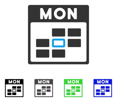 Pazartesi takvim kılavuz düz simgesini