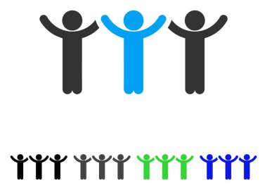 Çocuk eller yukarı neşeli düz simgesi