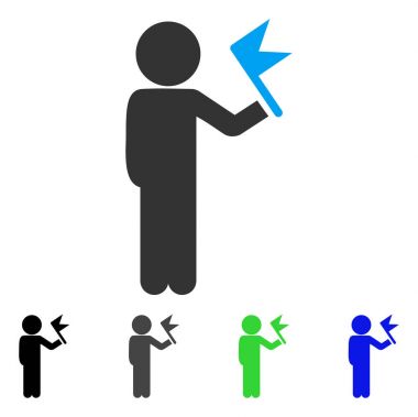 Çocuk ile bayrak düz simgesi