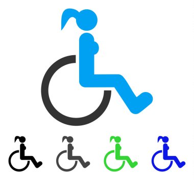 Engelli kadın düz simgesi