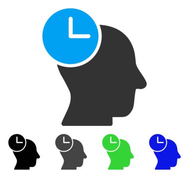 Zaman düşünme düz simgesi