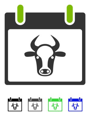 İnek takvim sayfa düz simgesini
