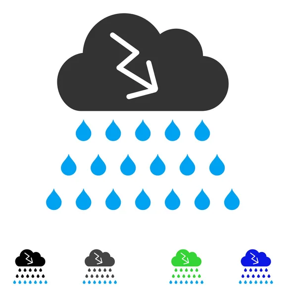 Thunderstorm Rain Cloud Flat Icon